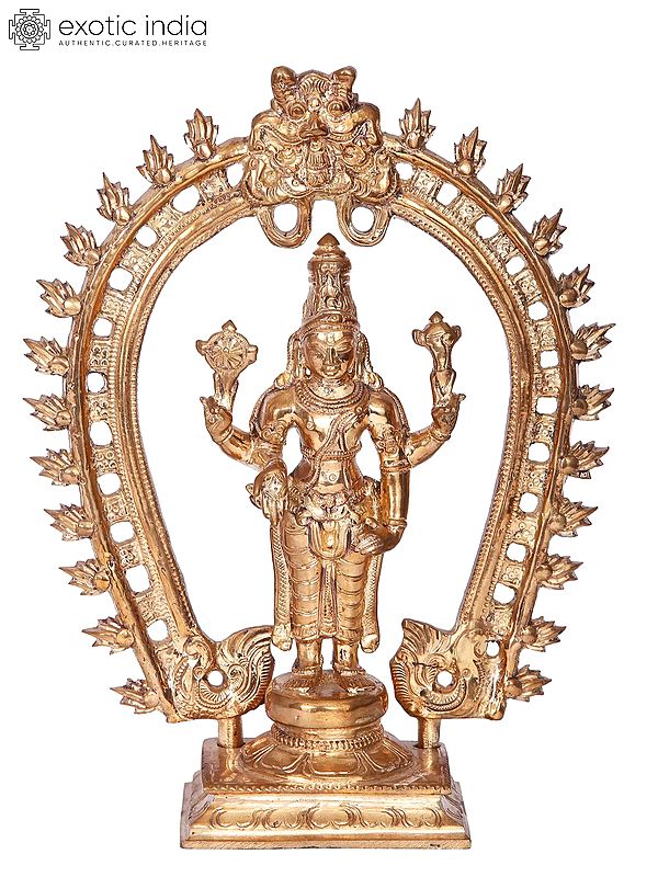 9'' Vishnu | Madhuchista Vidhana (Lost-Wax) | Panchaloha Bronze from Swamimalai