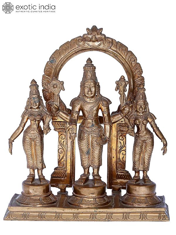 12'' Perumal set | Madhuchista Vidhana (Lost-Wax) | Panchaloha Bronze from Swamimalai