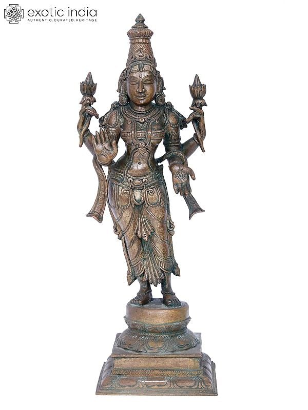 17'' Standing Lakshmi Statue | Madhuchista Vidhana (Lost-Wax) | Panchaloha Bronze from Swamimalai