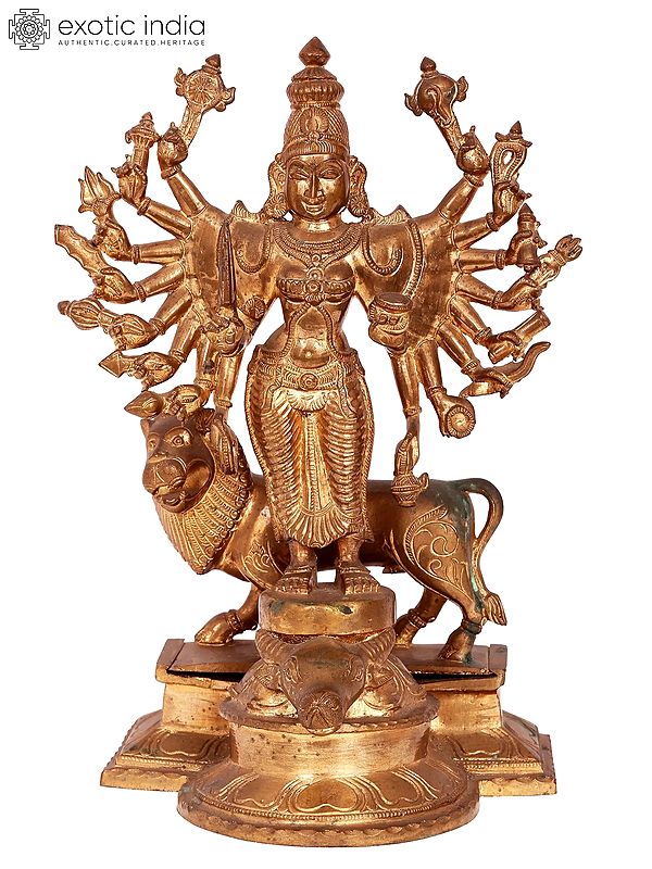 13'' Standing Durga Idol | Madhuchista Vidhana (Lost-Wax) | Panchaloha Bronze from Swamimalai