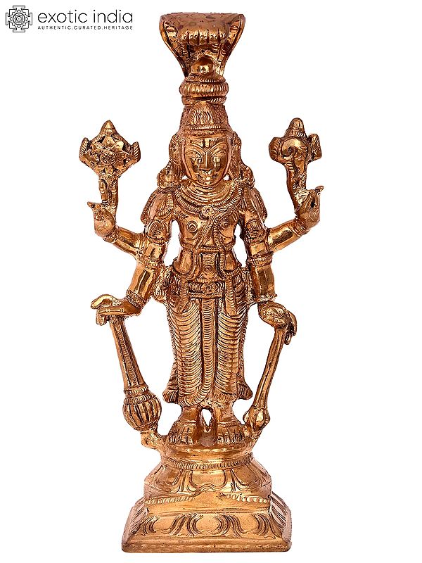 10'' Lord Satyanarayan | Madhuchista Vidhana (Lost-Wax) | Panchaloha Bronze from Swamimalai