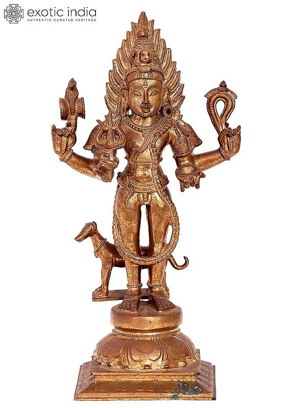 16'' Lord Shiva as Bhairava Statue | Madhuchista Vidhana (Lost-Wax) | Panchaloha Bronze from Swamimalai