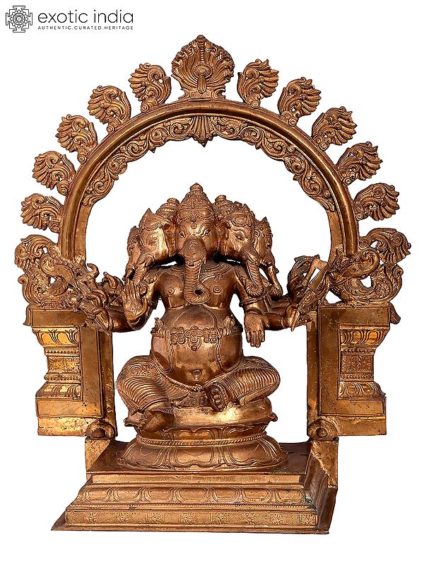 17'' Panchamukhi Ganesha | Madhuchista Vidhana (Lost-Wax) | Panchaloha Bronze from Swamimalai