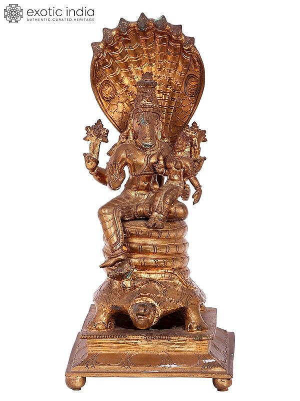 12'' Hayagreeva with Goddess Lakshmi | Madhuchista Vidhana (Lost-Wax) | Panchaloha Bronze from Swamimalai