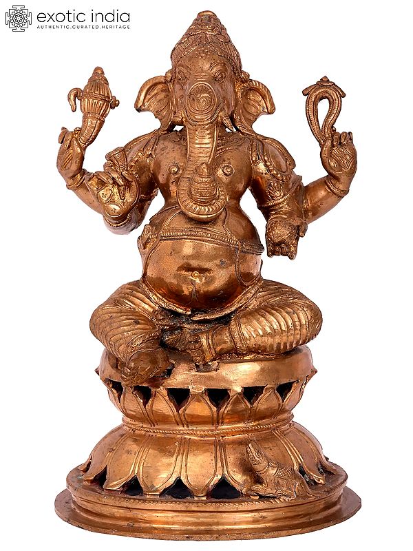 12'' Lord Ganesha Bronze Statue | Madhuchista Vidhana (Lost-Wax) | Panchaloha Bronze from Swamimalai