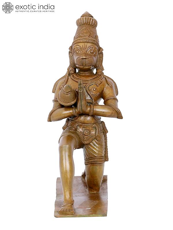 11'' Lord Hanuman in Namaskar Mudra | Madhuchista Vidhana (Lost-Wax) | Panchaloha Bronze from Swamimalai