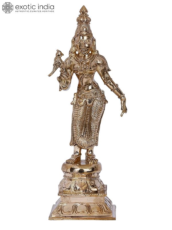 12'' Goddess Meenakshi | Madhuchista Vidhana (Lost-Wax) | Panchaloha Bronze from Swamimalai