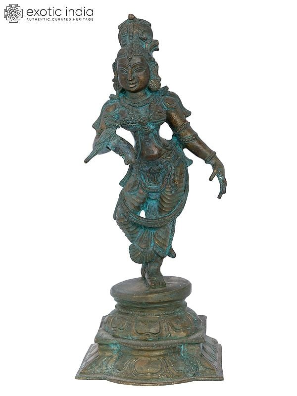 12'' Dancing Lady | Madhuchista Vidhana (Lost-Wax) | Panchaloha Bronze from Swamimalai