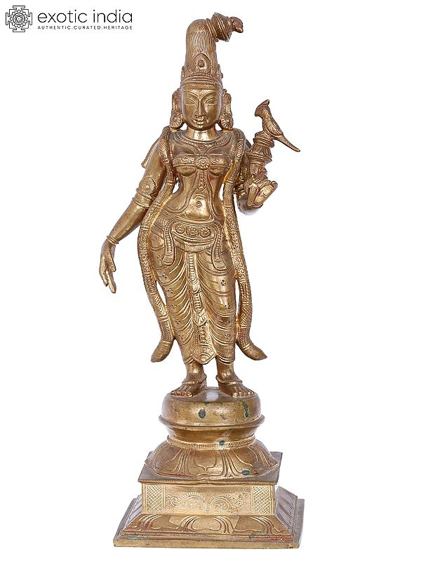 15'' Goddess Andal | Madhuchista Vidhana (Lost-Wax) | Panchaloha Bronze from Swamimalai