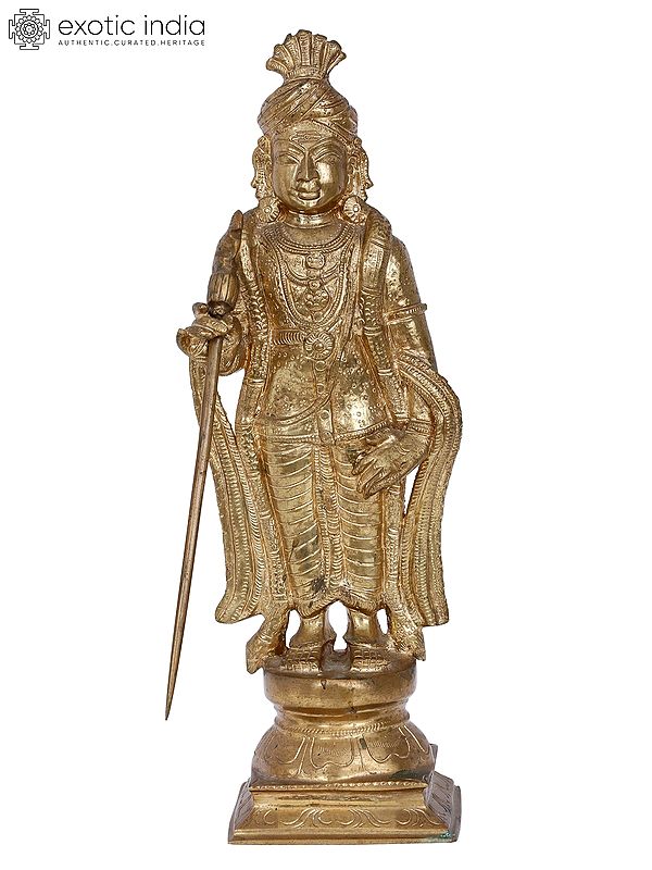 13'' Palani Murugan Bronze Statue | Madhuchista Vidhana (Lost-Wax) | Panchaloha Bronze from Swamimalai