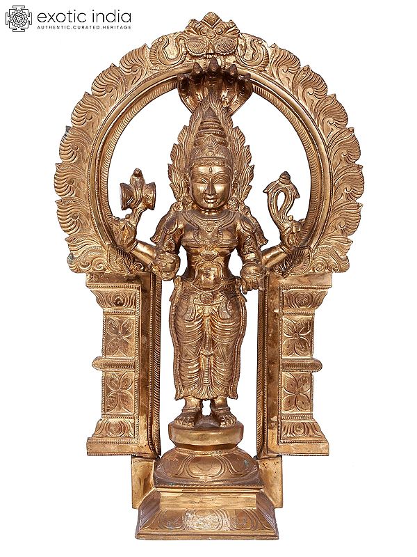 22'' Standing Goddess Mariamman (South Indian Durga) | Madhuchista Vidhana (Lost-Wax) | Panchaloha Bronze from Swamimalai