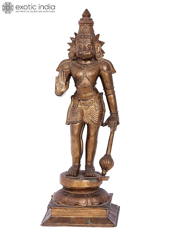 19'' Standing Lord Hanuman Panchaloha Bronze Statue from Swamimalai | Madhuchista Vidhana (Lost-Wax)