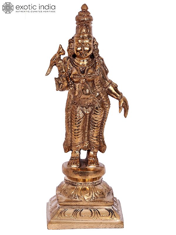 6'' Goddess Meenakshi Bronze Statue | Madhuchista Vidhana (Lost-Wax) | Panchaloha Bronze from Swamimalai