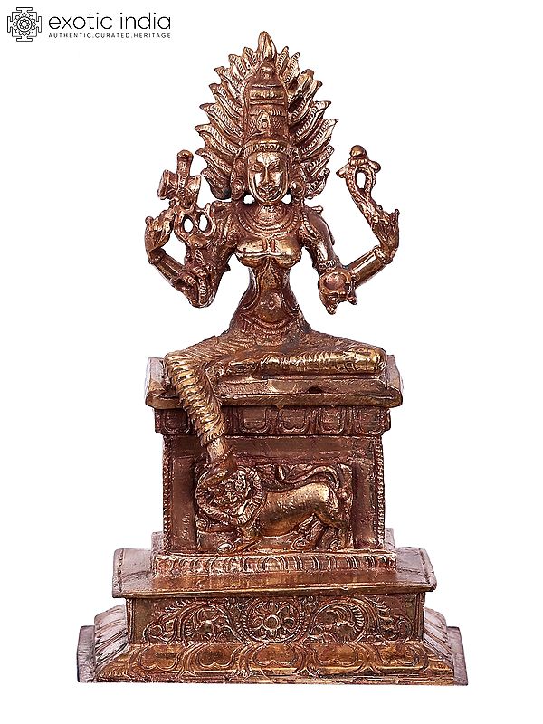 5'' Small Goddess Mariamman | Madhuchista Vidhana (Lost-Wax) | Panchaloha Bronze from Swamimalai