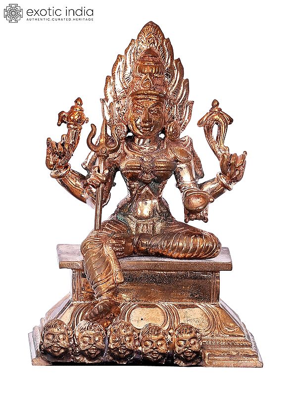 4'' Small Goddess Mariamman | Madhuchista Vidhana (Lost-Wax) | Panchaloha Bronze from Swamimalai