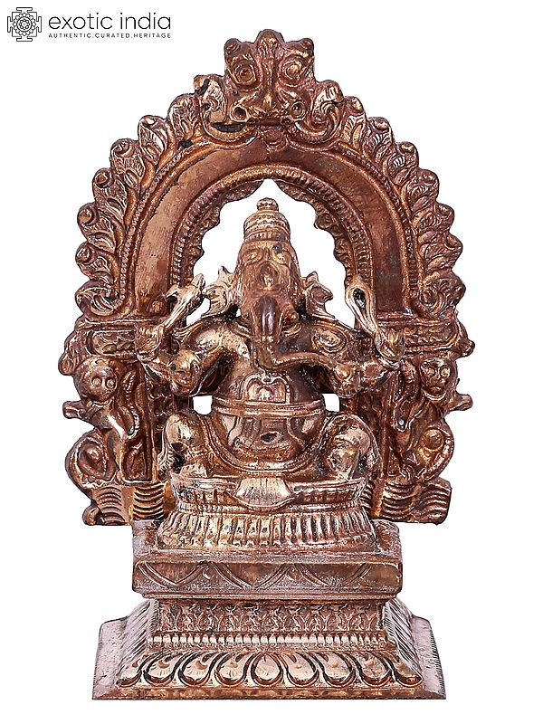 3" Small Lord Ganesha Seated on Throne | Madhuchista Vidhana (Lost-Wax) | Panchaloha Bronze from Swamimalai