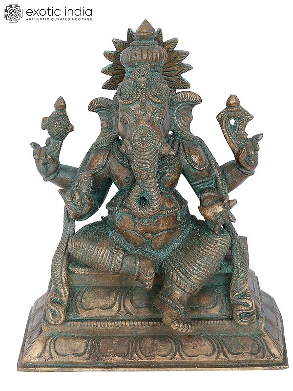 7” Vijaya Ganapati Bronze Statue | Madhuchista Vidhana (Lost-Wax) | Panchaloha Bronze from Swamimalai