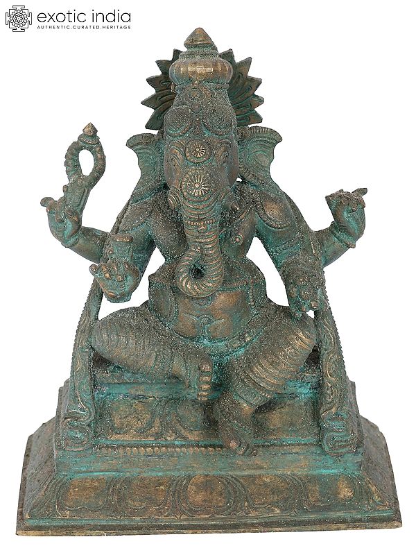 7” Ekadanta Ganapati Bronze Statue | Madhuchista Vidhana (Lots-Wax) | Panchaloha Bronze from Swamimalai