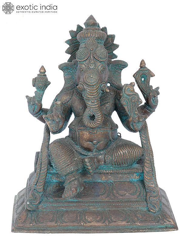 7” Kshipra Ganapati Bronze Statue | Madhuchista Vidhana (Lost-Wax) | Panchaloha Bronze from Swamimalai