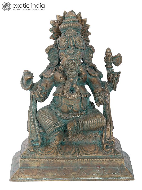 7" Dhundhi Ganapati Bronze Statue | Madhuchista Vidhana (Lost-Wax) | Panchaloha Bronze from Swamimalai