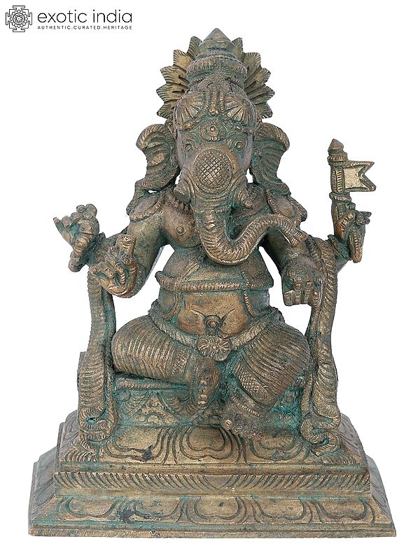 7" Ekadanta Ganapati Bronze Statue | Madhuchista Vidhana (Lost-Wax) | Panchaloha Bronze from Swamimalai