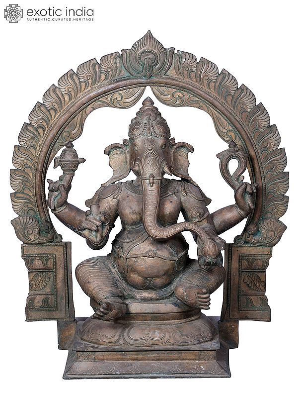 27'' Haridra Ganapati Bronze Statue | Madhuchista Vidhana (Lost- Wax) | Panchaloha Bronze from Swamimalai