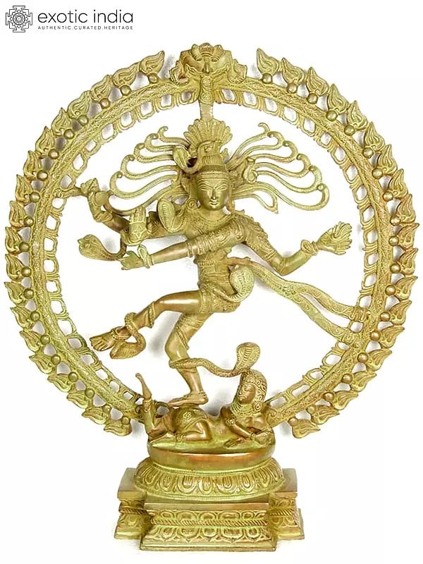 20" Antiquated Nataraja Statue in Brass | Handmade | Made in India