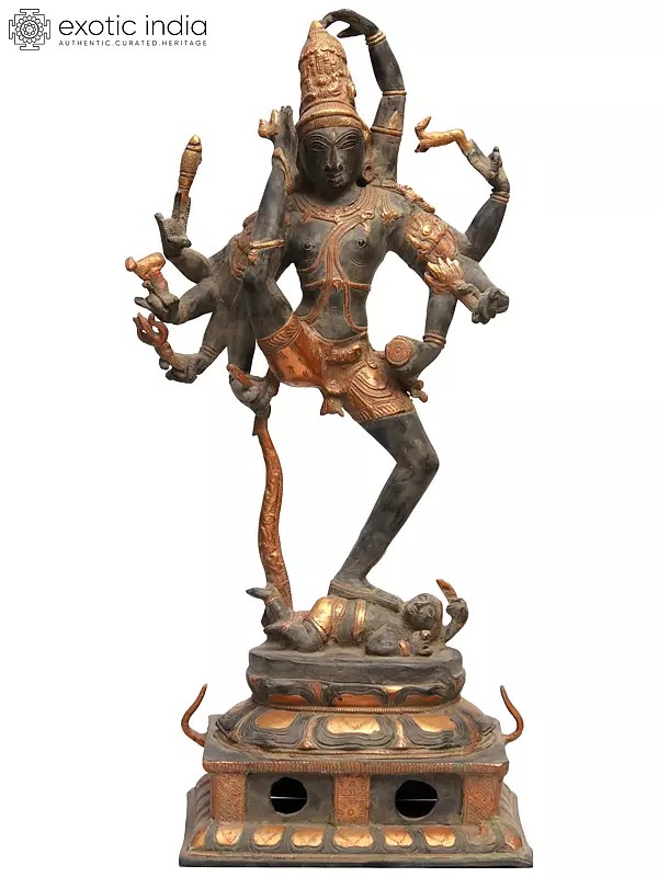 26" Tripurantaka Shiva Brass Sculpture | Handmade Home Temple Idol