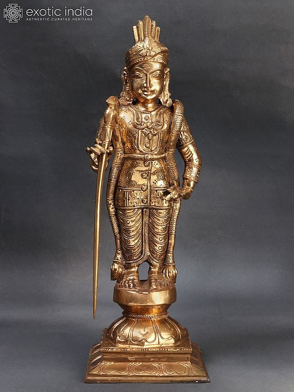 13” Kumara Karttikeya Bronze Statue | Madhuchista Vidhana (Lost-Wax) | Panchaloha Bronze from Swamimalai