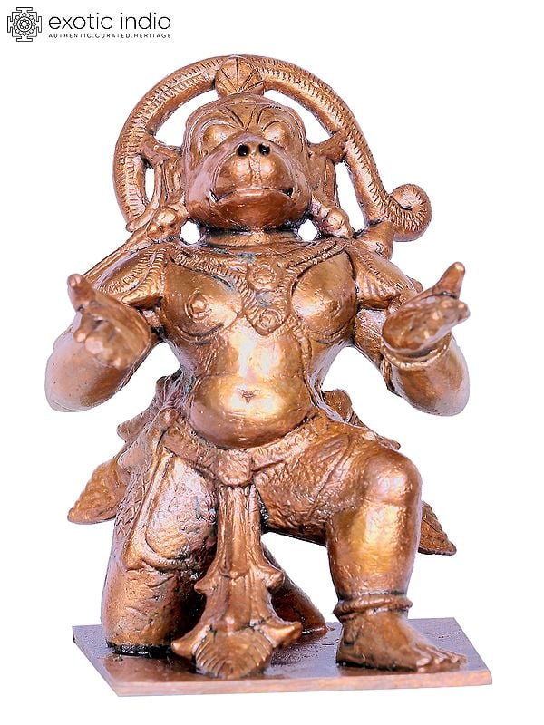 3" Small Bronze Sitting Lord Hanuman Statue