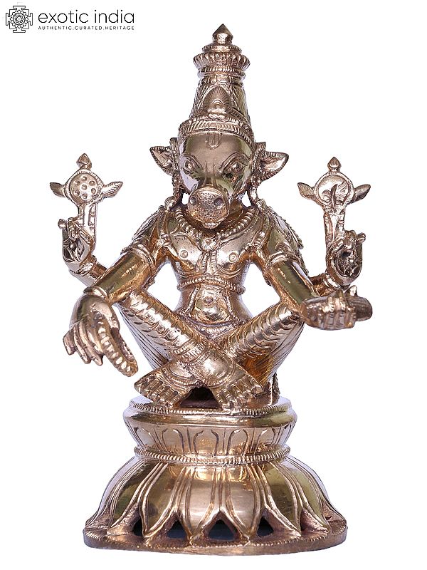 5'' Lord Varaha Bronze Statue in Sacred Yoga Asana