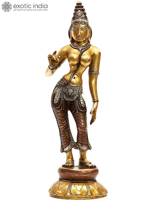 10" Devi Parvati In Brass | Handmade | Made In India
