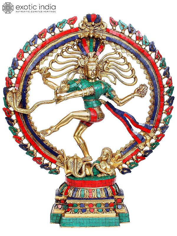 22" Nataraja Inlay Statue in Brass | Handmade | Made in India