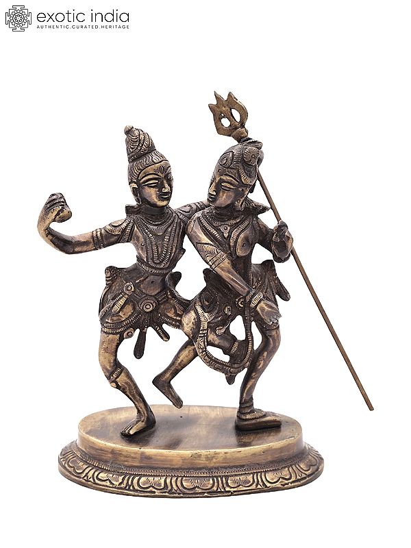 6" Brass Shiva-Parvati Statue in Dancing Pose | Handmade | Made in India
