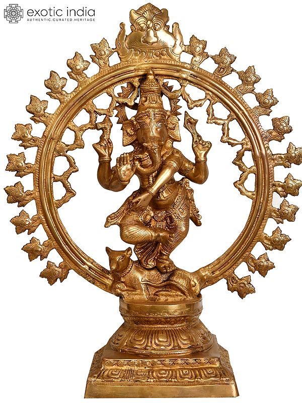 29" Large Size Lord Ganesha as Nataraja Brass Statue | Handmade | Made in India