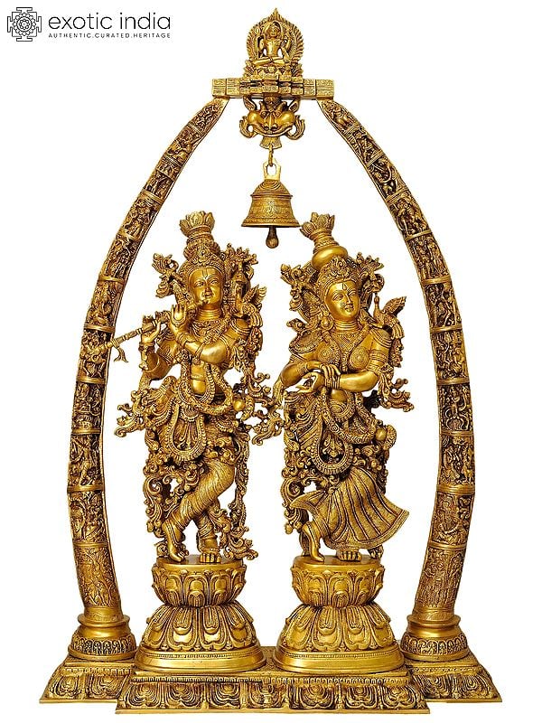 Large Size Radha Krishna with Arch Showing Krishna Leela