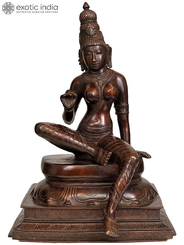 14" Seated Uma (Devi Parvati) In Brass | Handmade | Made In India