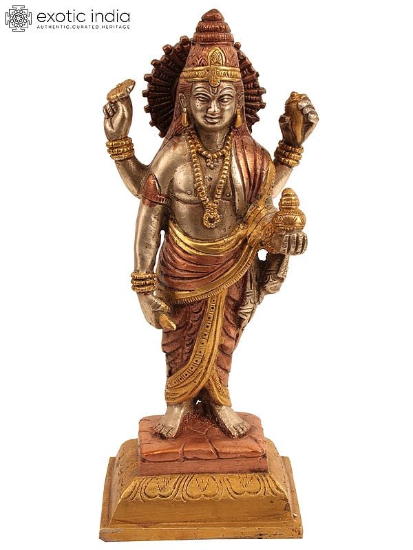 8" Brass Dhanvantari Idol - The Physician of the Gods | Handmade | Made in India