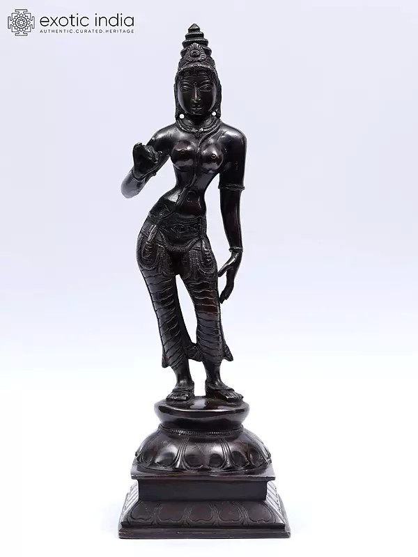 11" Goddess Uma Shivakamasundari in Brass | Handmade | Made In India