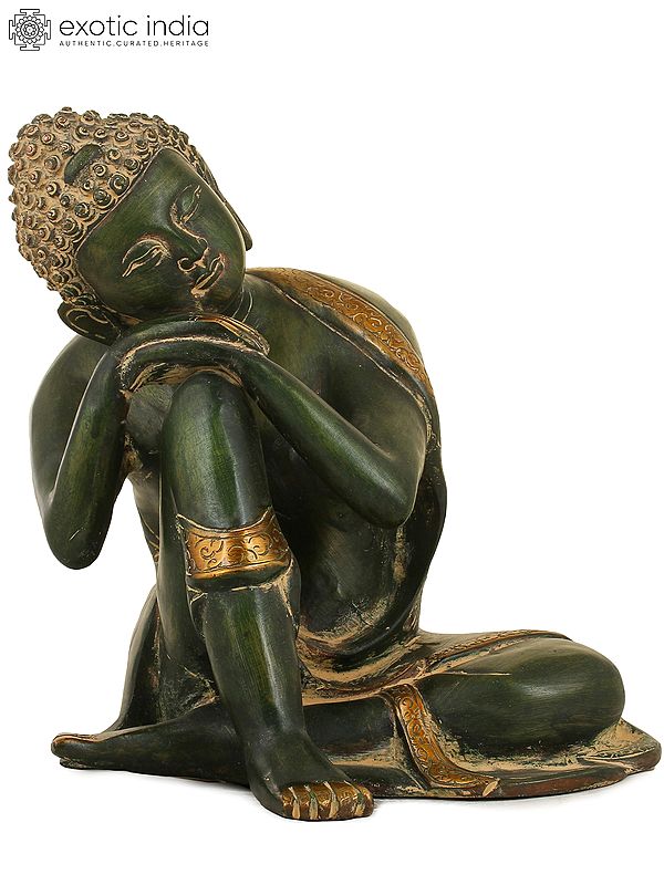 8" Buddha, Steeped In Thought In Brass | Handmade | Made In India