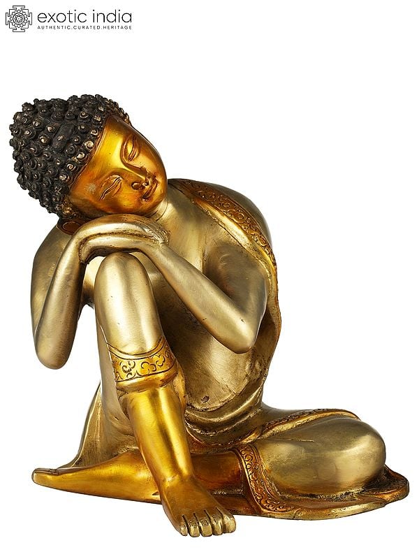 8" Buddha, Steeped In Thought In Brass | Handmade | Made In India