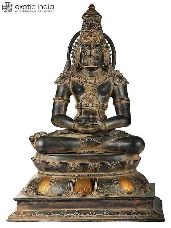 13" Lord Hanuman in Meditation In Brass | Handmade | Made In India