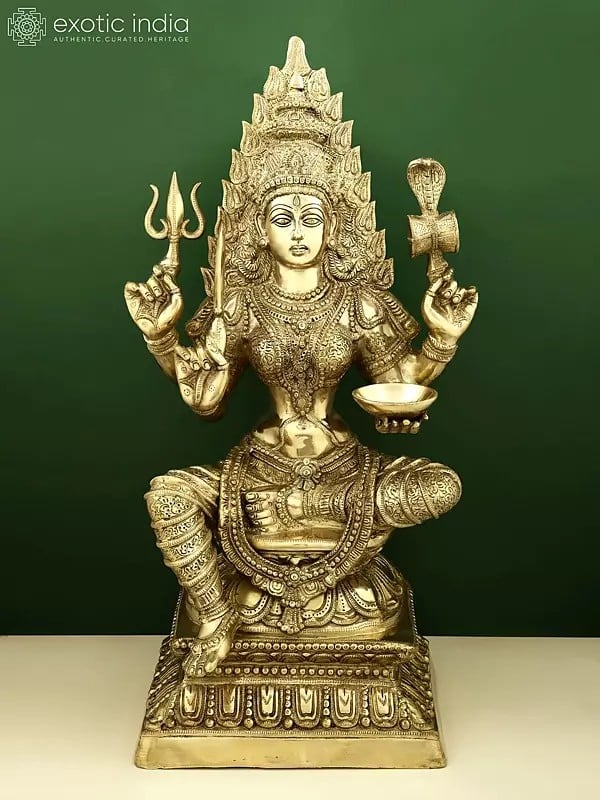 32" Large Brass Mariamman (South Indian Goddess Durga)