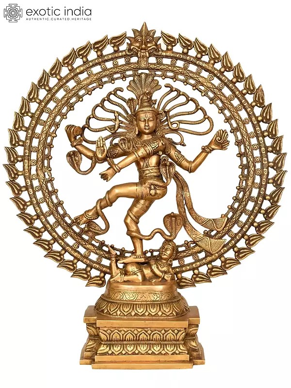 28" Nataraja in a Stylized Ring of Flames In Brass | Handmade | Made In India