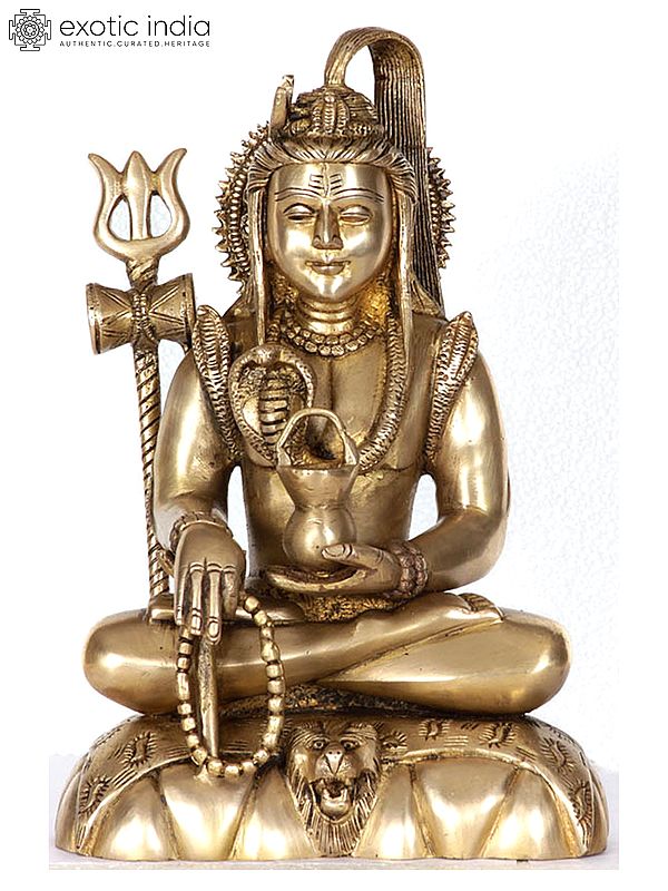 10" Mahayogi Shiva Brass Statue | Handmade