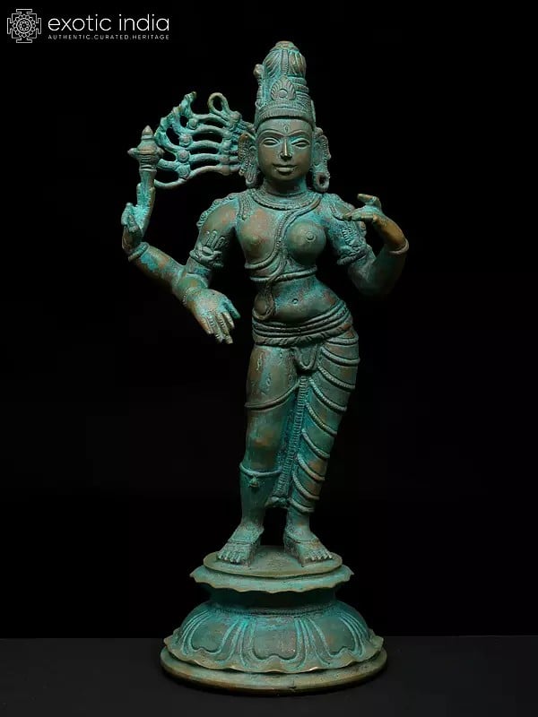 9" Standing Ardhanarishvara - Divine Union of Shiva and Shakti | Madhuchista Vidhana (Lost-Wax) | Panchaloha Bronze from Swamimalai