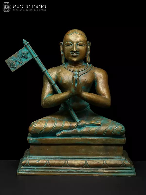 9" Sawmi Ramanujacharya - Indian Hindu Philosopher, Guru and Social Reformer | Madhuchista Vidhana (Lost-Wax) | Panchaloha Bronze from Swamimalai