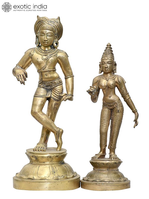 12" Standing Vrishavahana Shiva with Goddess Parvati | Madhuchista Vidhana (Lost-Wax) | Panchaloha Bronze from Swamimalai