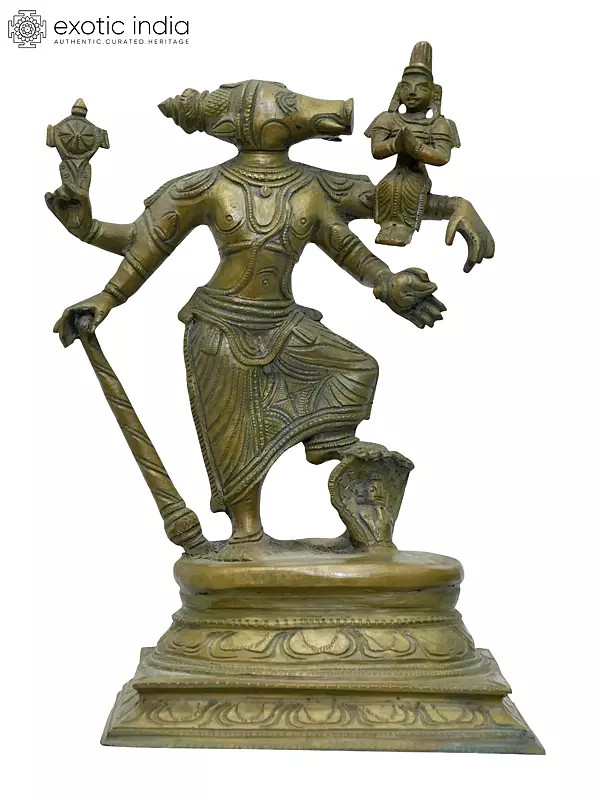 9" Standing Lord Varaha with Bhudevi | Madhuchista Vidhana (Lost-Wax) | Panchaloha Bronze from Swamimalai