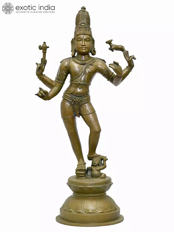 16" Standing Lord Shiva as Pashupatinath | Madhuchista Vidhana (Lost-Wax) | Panchaloha Bronze from Swamimalai
